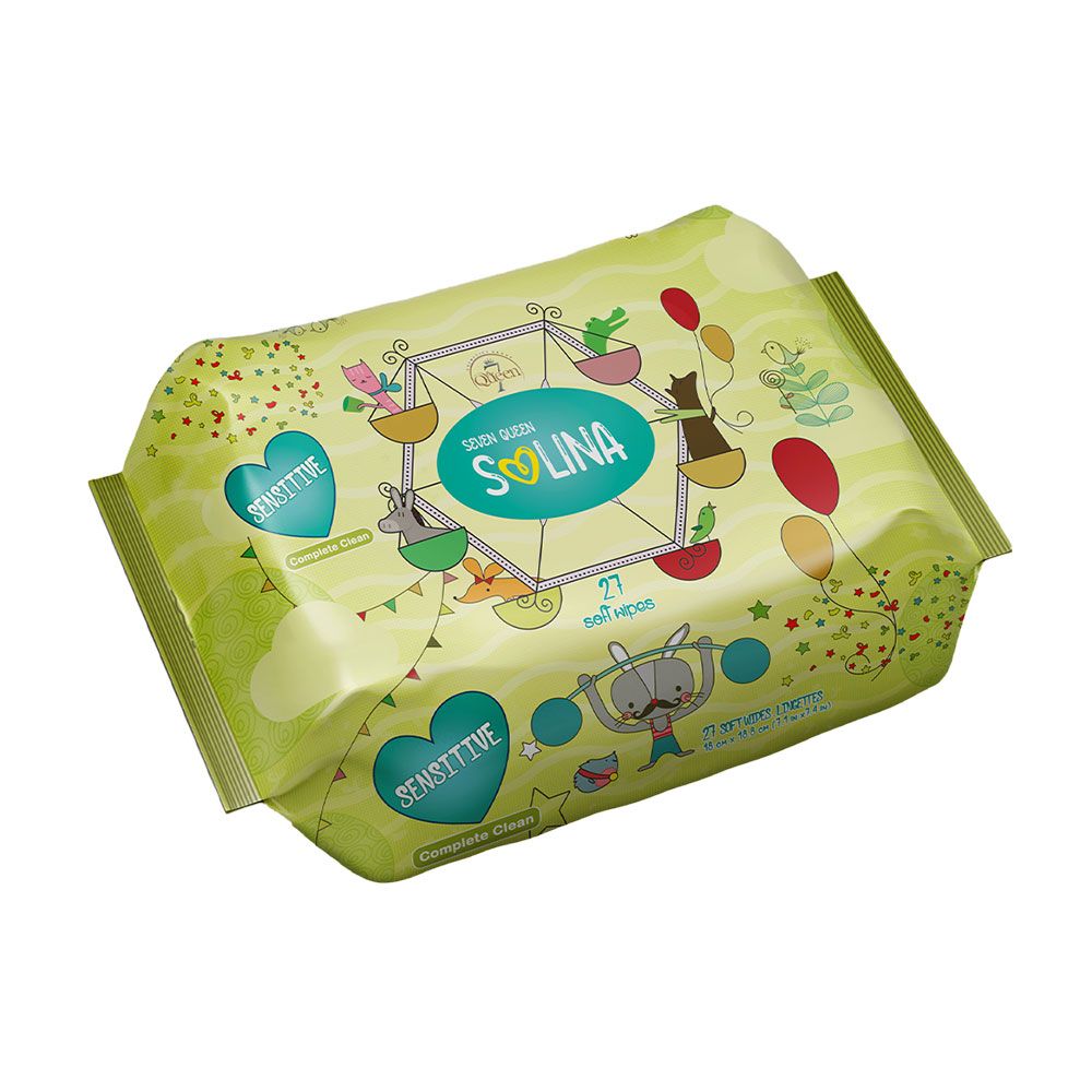 دستمال مرطوب کودک سولینا بسته 27 عددی