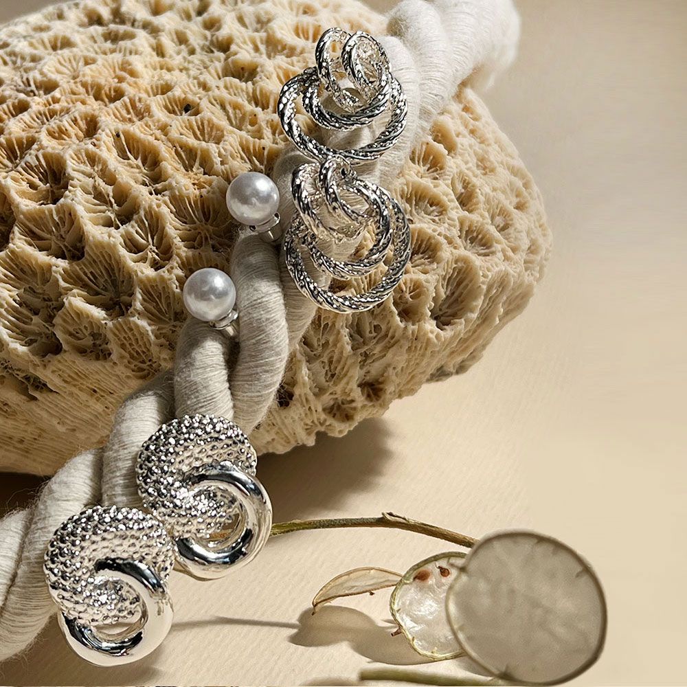 گوشواره پک 3 تایی مروارید نقره ای