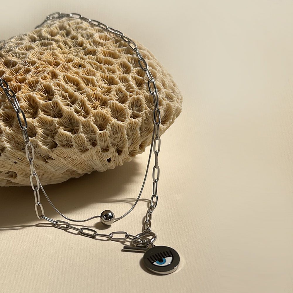 گردنبند کیارا دو رج نقره ای