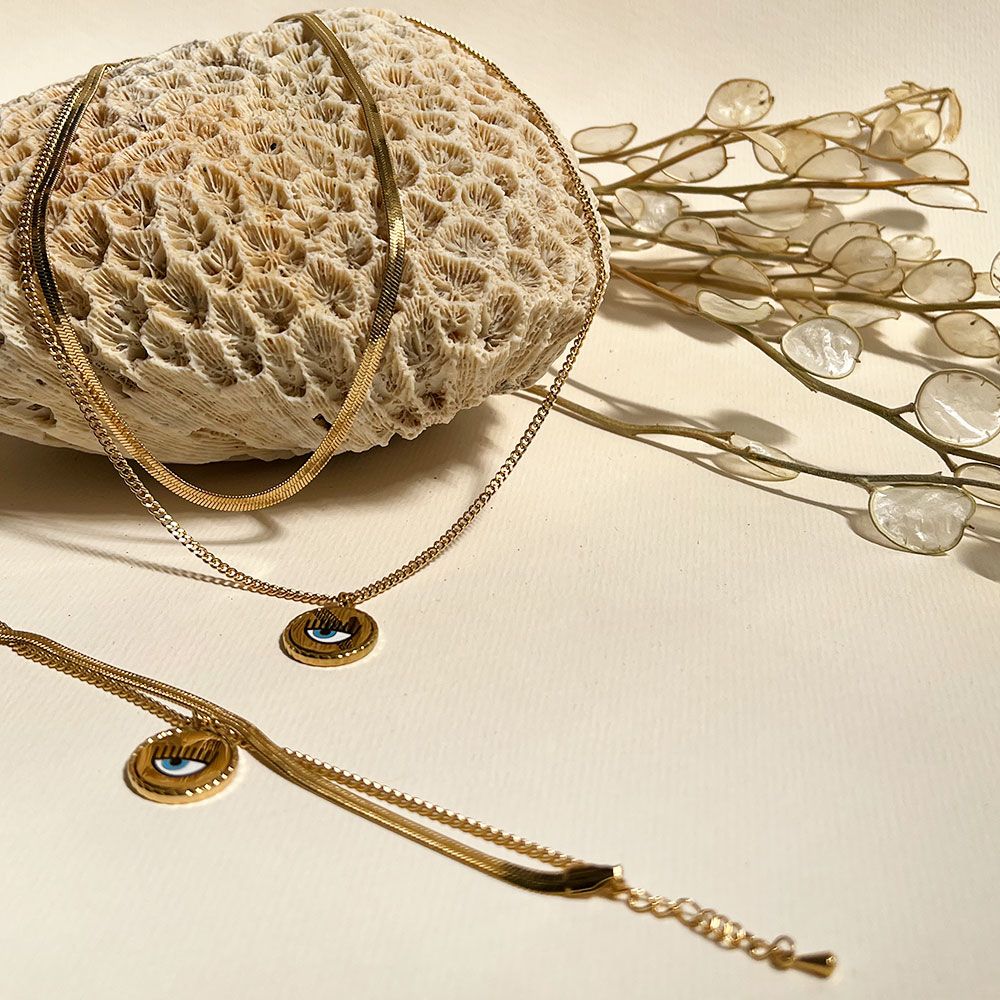 گردنبندکیارا نفرتیتی 2 رج طلایی