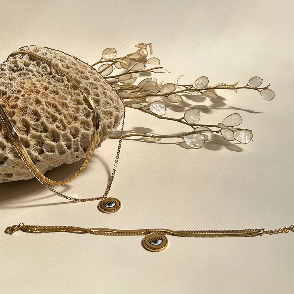 گردنبندکیارا نفرتیتی 2 رج طلایی