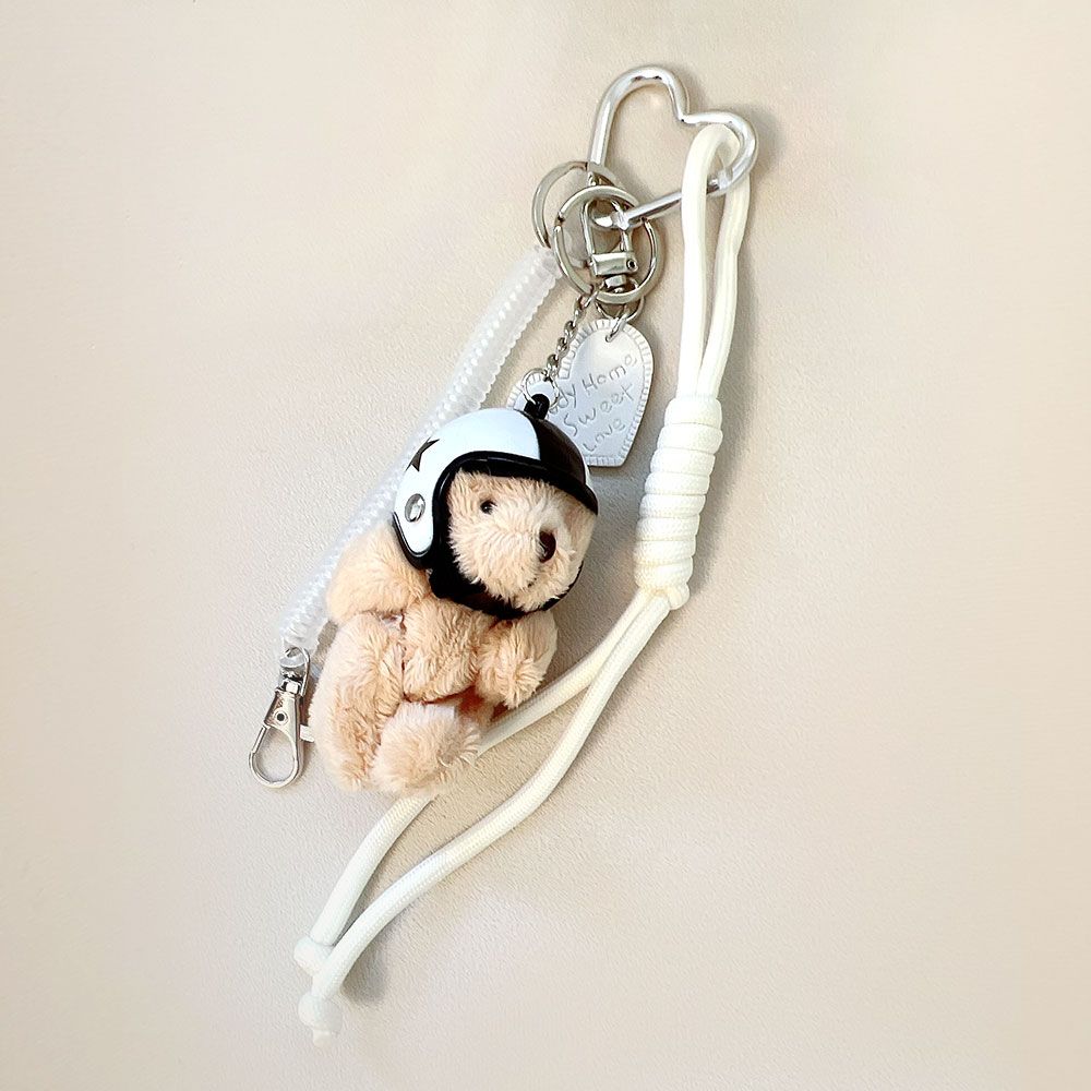 چارم بگ خرس سفید با آویز قلب