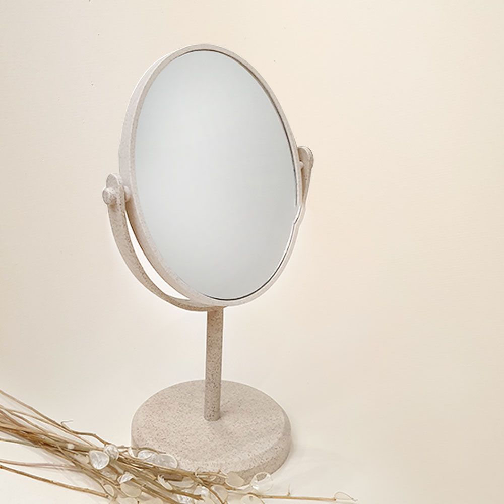 آینه رومیزی دو طرفه بیضی  16*13 کرم 