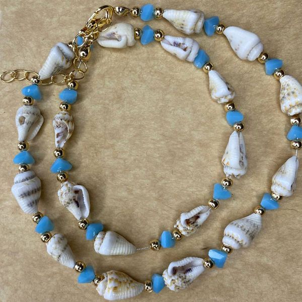 گردنبند صدفی آبی 