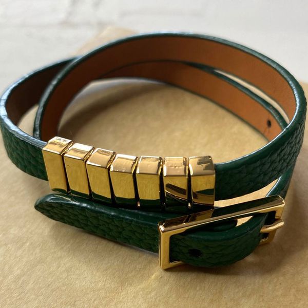 دستبند ساعتی چرمی سبز