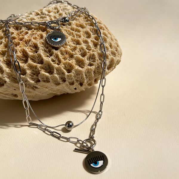 گردنبند کیارا دو رج نقره ای