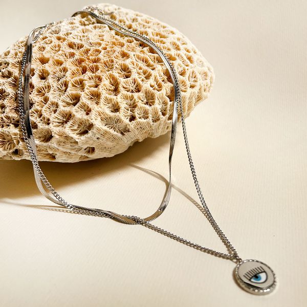 گردنبند کیارا نفرتیتی دو رج نقره ای