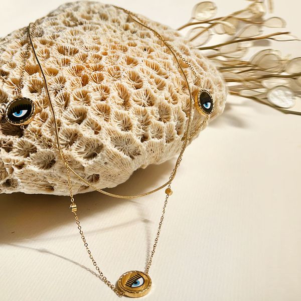 گردنبند کیارا 2 رج طلایی نگین دار