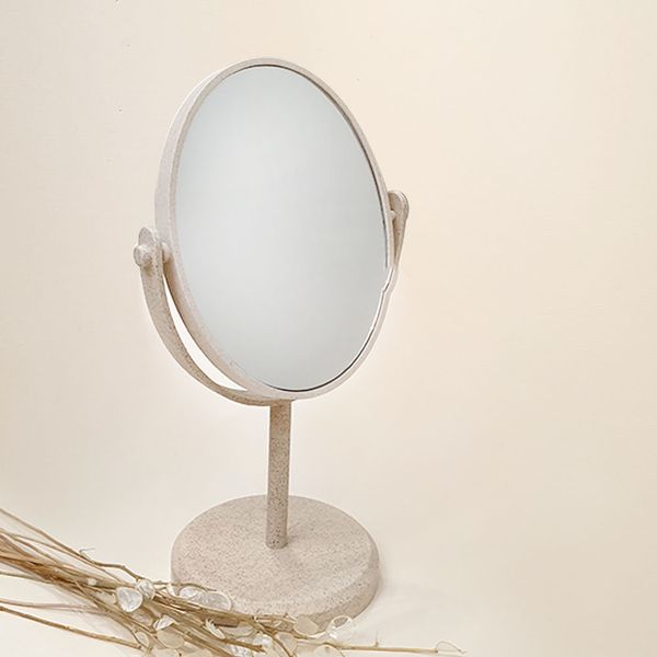 آینه رومیزی دو طرفه بیضی  16*13 کرم 