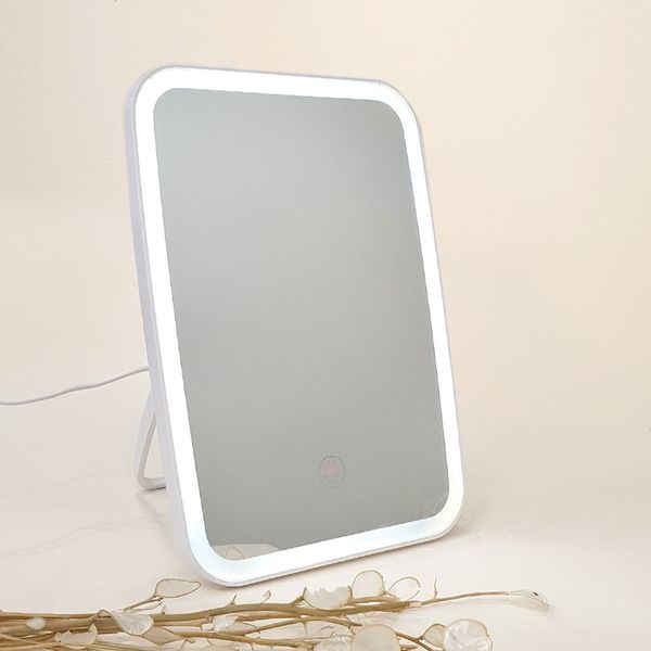 آینه رومیزی مستطیل ال ای دی  22*15 سفید 