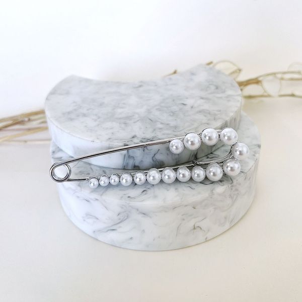 گل سینه سنجاق مروارید نقره ای