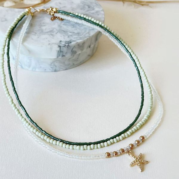 گردنبند چند رج سبز 