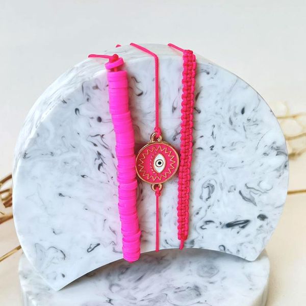 پک دستبند 3 تایی سرخابی چشم نظر 