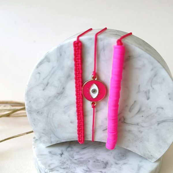 پک دستبند 3 تایی سرخابی چشم آبی 