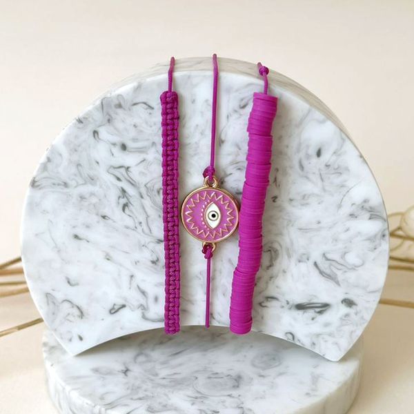 پک دستبند 3 تایی بنفش چشم نظر 