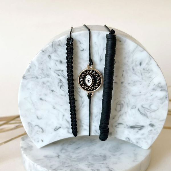 پک دستبند 3 تایی مشکی چشم نظر 