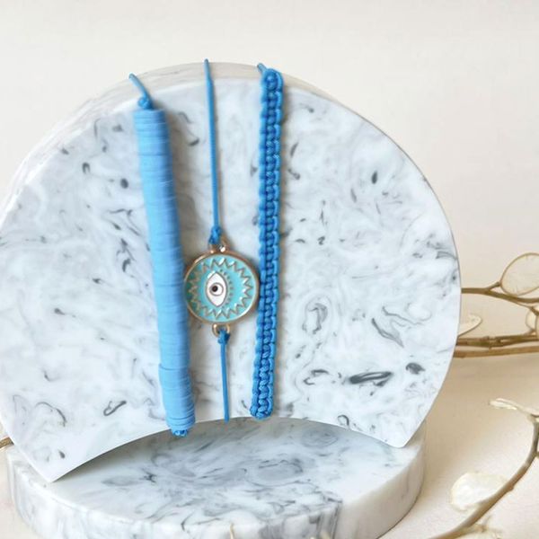 پک دستبند 3 تایی آبی کمرنگ چشم نظر 