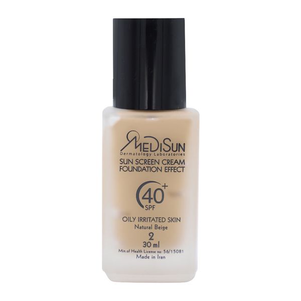 ضد آفتاب کرم پودری رنگی فاقد چربی شیشه‌ای پوست حساس و چرب SPF40 بژ طبیعی 