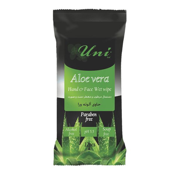 دستمال مرطوب و معطر دست و صورت حاوی آلوئه ورا 12 برگی