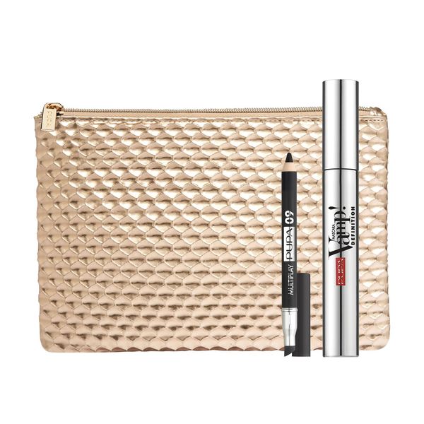 کیت ومپ (ریمل دفینیشن + مداد مولتی پلی + کیف رزگلد) 001