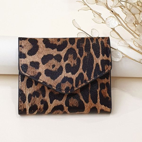 کیف پول و جاکارتی پلنگی مشکی و قهوه ای