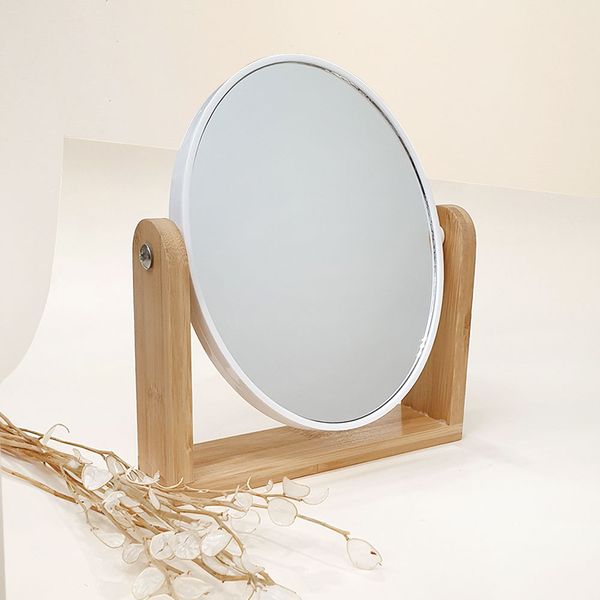 آینه رومیزی بیضی با استند چوبی 18*14