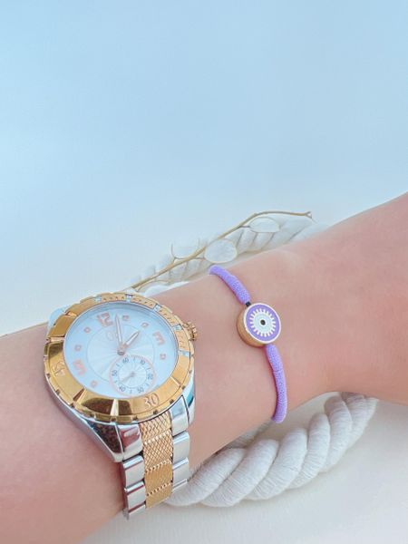 دستبند بافت چشم گرد بنفش