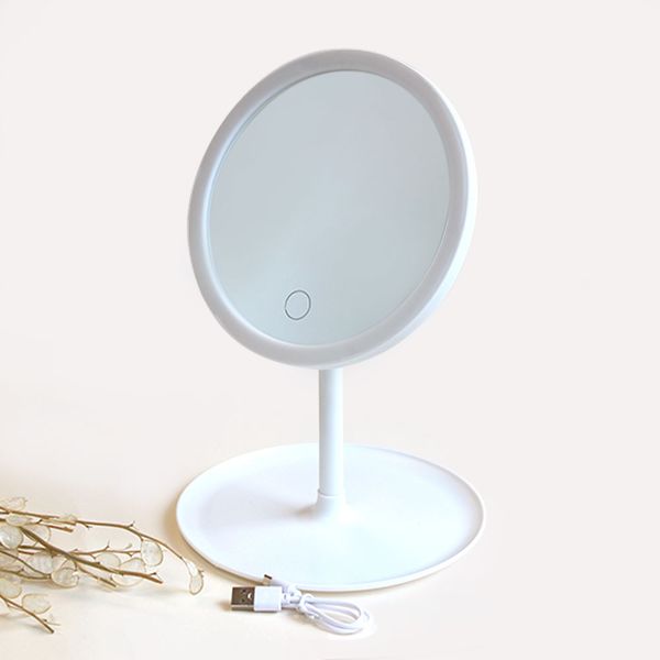 آینه رومیزی ال ای دی  قاب سفید