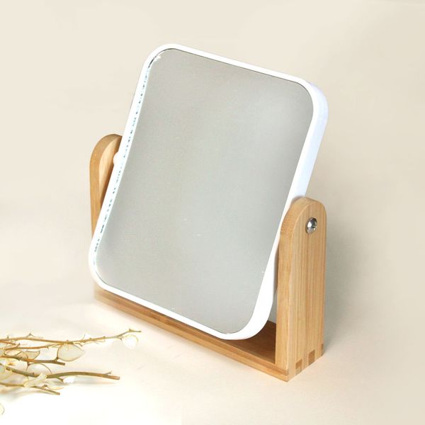 آینه رومیزی دو طرفه مستطیل چوبی سفید