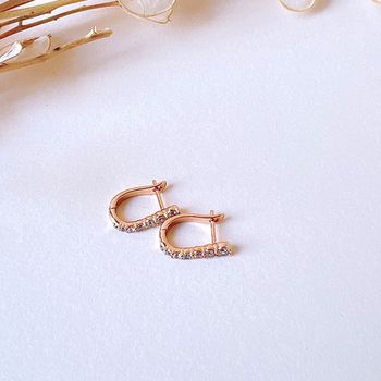گوشواره CN حلقه ای نگین دار طلایی