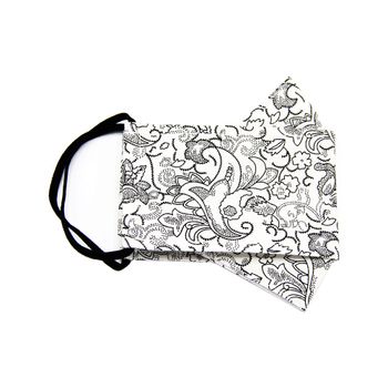 ماسک پارچه‌ای چهارلایه طرح بته جقه سفید