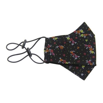 ماسک پارچه ای چهار لایه طرح مشکی گل ریز رنگی