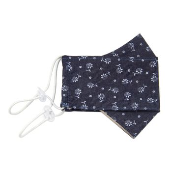 ماسک پارچه ای چهار لایه طرح جین تیره گلدار