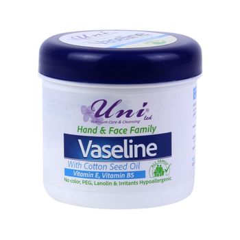 وازلین کاسه‌ای حاوی روغن پنبه دانه و ویتامین E