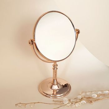 آینه رومیزی دو طرفه بزرگ نما 5 برابر رزگلد