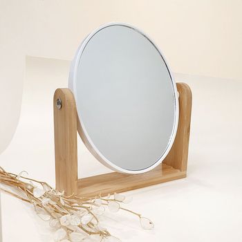 آینه رومیزی بیضی با استند چوبی 18*14