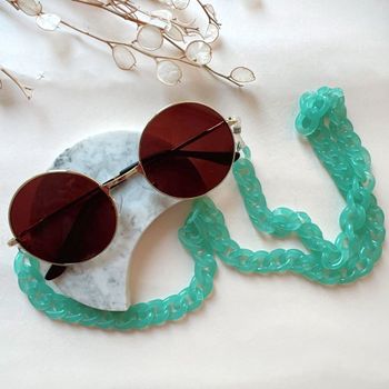 عینک شیشه گرد طلایی همراه با بند عینک