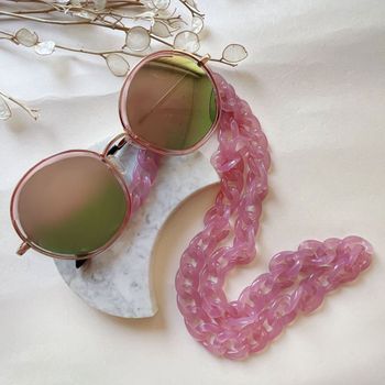 عینک شیشه گرد جیوه ای همراه با بند عینک