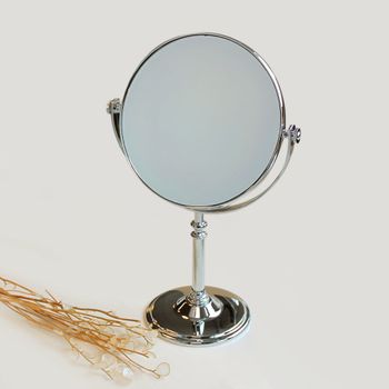 آینه رومیزی دو طرفه بزرگ نما 3 برابر نقره ای